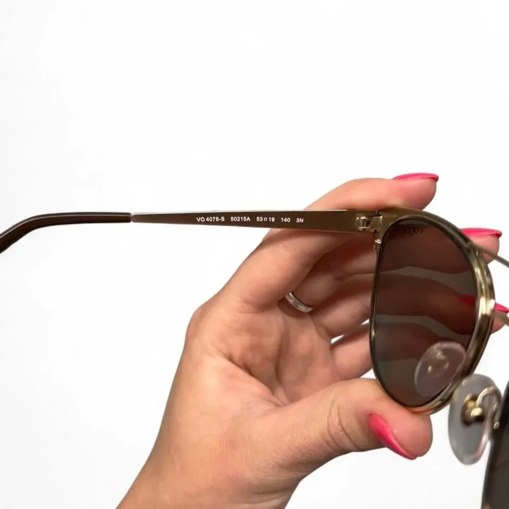 Vogue Women's Brown and Gold Mirror Lens Sunglasses Brand New